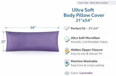 EVOLIVE Body Pillow Covers 2-Pack, Microfiber - Image 2