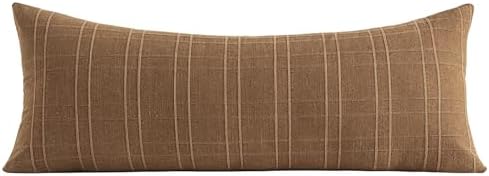 MIULEE Long Lumbar Throw Pillow Cover 14x36 Soft Linen Check Decorative - Image 6
