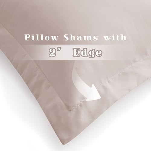 Homiest Beige Pillow Shams King Size Set of 2, 2-Inch Flange - Image 4