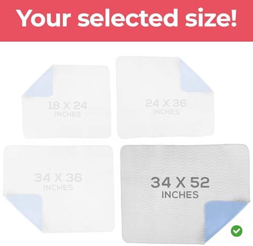 4 Pack Waterproof Reusable Heavy Absorbency Incontinence Bed Pads 34"x52" - Image 4