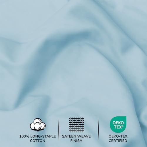 Feather & Stitch 100% Cotton Sateen 500 TC Twin Size Bed Sheet Set - Image 5