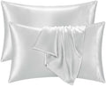 2 Pack Satin Pillowcases Silver Grey Standard Size 20x26 in by QJFabricCO