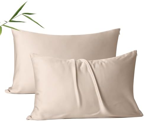 2 Pack Cooling Pillow Cases, Viscose Derived from Bamboo Pillow Protectors by ShunjieHome