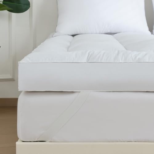 WhatsBedding 3 in Goose Feather Bed Mattress Topper, 100% Cotton Fabric - Image 3