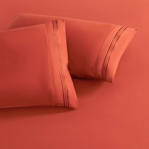Deep Orange Standard Size Pillow Cases Set of 2 - Image 3