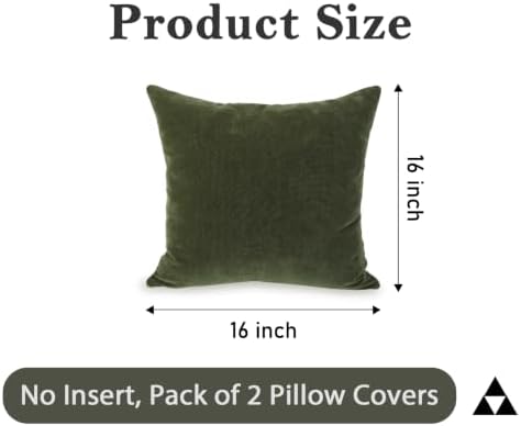 JoraLion Chenille Lumbar Pillow Covers 16x16 inch Moss Green - Image 3
