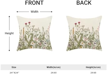 AEIOAE Sage Green Pillow Covers 24x24 Inch Set of 2, Spring Wildflower Plant - Image 5