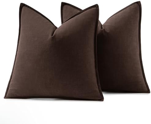 MIULEE Decorative Linen Pillow Covers 18x18 Inch Dark Brown - Image 6