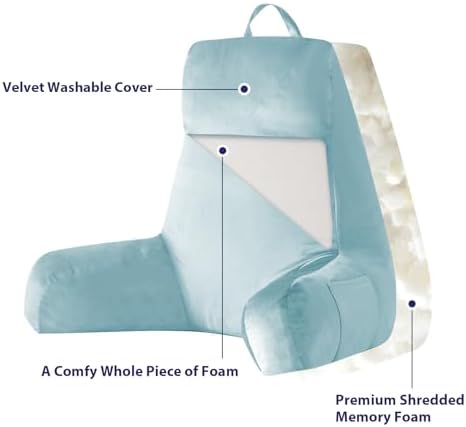 IPYNBAP Back Pillow for Bed Sitting up, Reading Pillow, 24 Inch, Lake Blue - Image 4