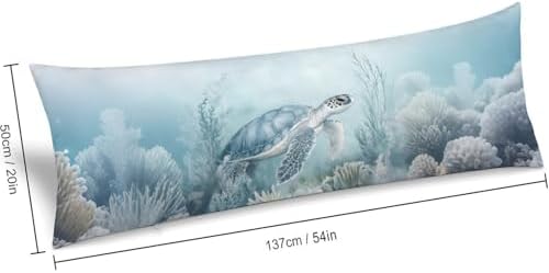 Coastal Blue Body Pillow Cover Sea Turtle Pillowcase - Image 2