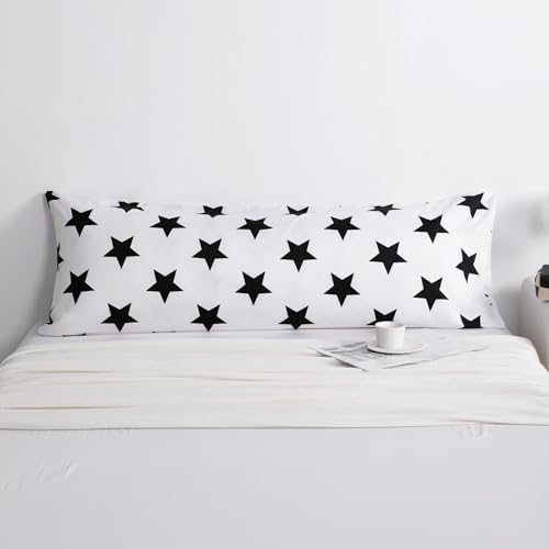 NTBAY Body Star Pillowcase, 1800 Thread Brushed Microfiber Black and White Star - Image 2