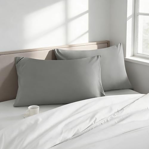 Standard Pillow Cases, 2 Pack, 20x26 in, Microfiber, Smoke Grey - Image 2
