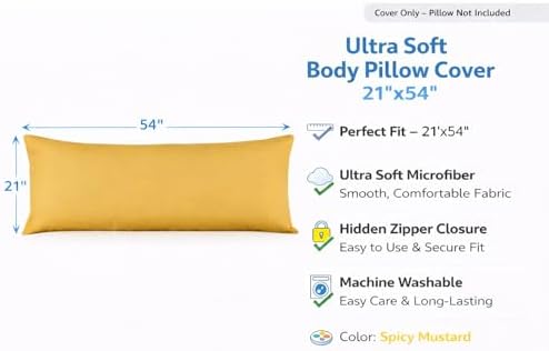 EVOLIVE Body Pillow Cover 21"x54", Microfiber Hidden Zipper - Image 2