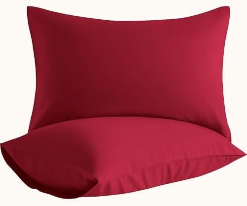 Queen Pillow Cases, 2 Pack, 20x30 in, Microfiber, Wine Red by Aerlomi
