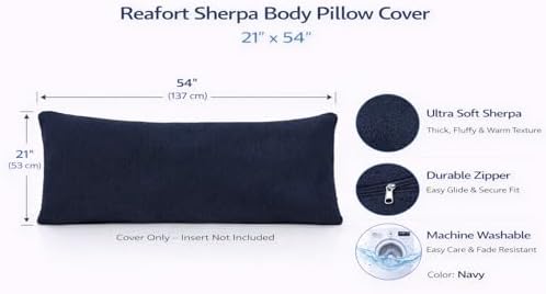 REAFORT Sherpa Body Pillow Cover 21"x54", Zipper Closure - Image 2