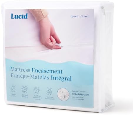 Lucid® Zippered Mattress Encasement – Waterproof Protector – Queen by Lucid
