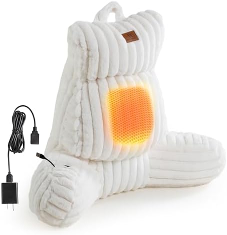 Amélie Home Heated Faux Fur Reading Pillow 3 Temperature Backrest by Am%C3%A9lieHome