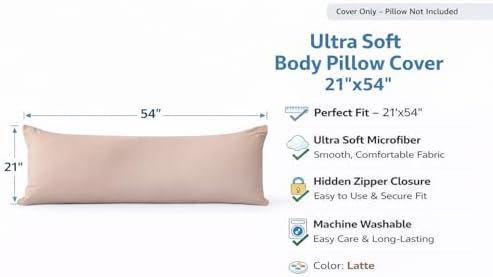 EVOLIVE Body Pillow Cover 21"x54", Microfiber, Hidden Zipper - Image 2