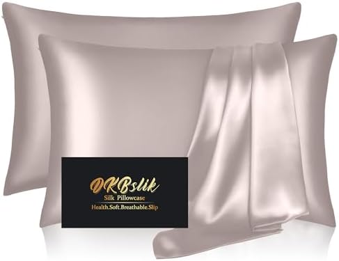 Silk Pillowcase 2 Pack, Mulberry Silk Pillow Cases Queen Size Set of 2 by HOME