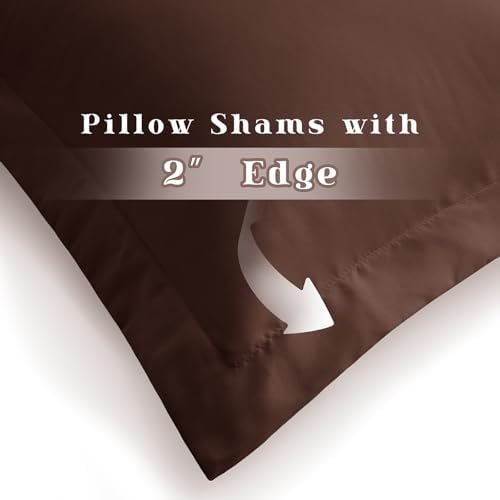 Homiest Chocolate Brown Pillow Shams Queen Size Set of 2, 2-Inch Flange - Image 4