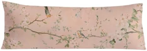 Vintage Pink Chinoiserie Bird 20x54 Body Pillow Cover, Chinoiserie Decor by PIUD