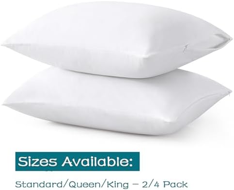 100% Cotton Zippered Pillow Cases Queen Size Set of 2, Super Soft & Breathable - Image 2