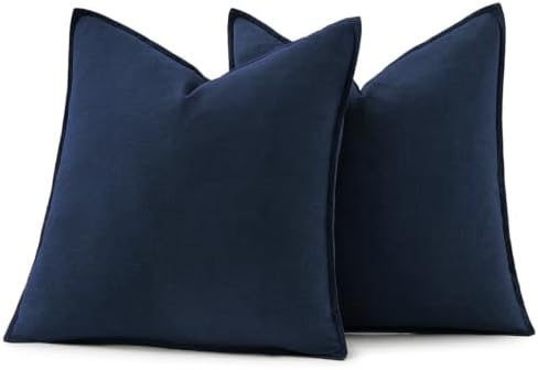 MIULEE Decorative Linen Pillow Covers 18x18 Inch Navy Blue - Image 6