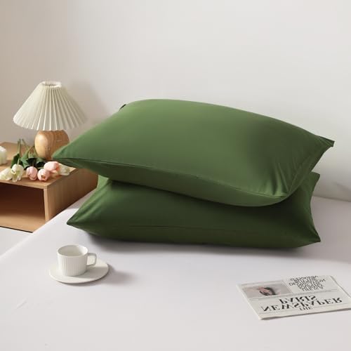 King Pillow Cases, 2 Pack, 20x36 in, Microfiber, Olive Green - Image 3