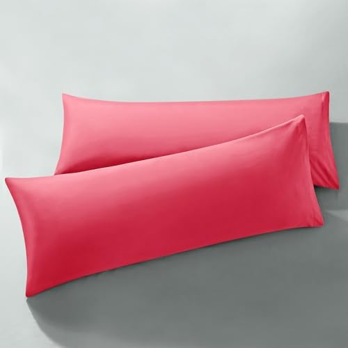 MILVOWOC Brushed Microfiber Body Pillowcases, Hot Pink, 20x48 Inch by MILVOWOC