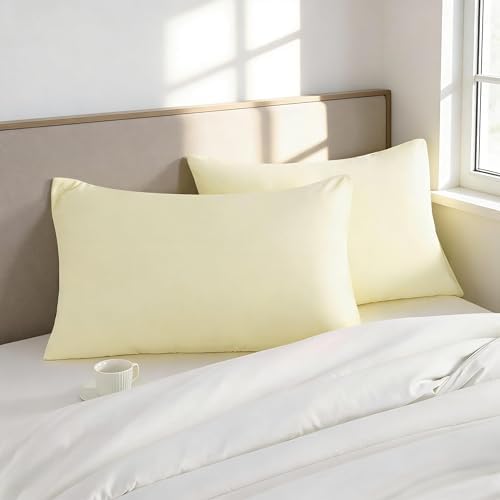 Body Pillow Cases, 2 Pack, 20x54 in, Microfiber, Cream Yellow - Image 2