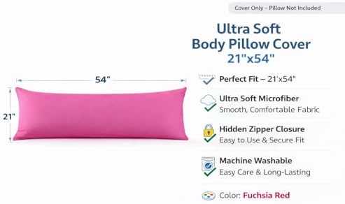 EVOLIVE Body Pillow Cover 21"x54", Microfiber, Hidden Zipper - Image 3