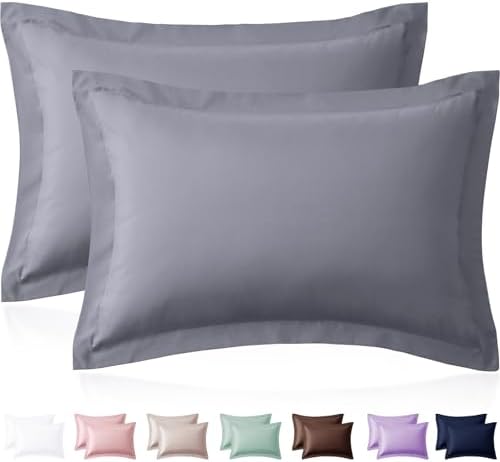 Homiest Gray Pillow Shams Queen Size Set of 2, 2-Inch Flange by Homiest