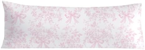 Chinoiserie Pink and White Floral 20x54 Body Pillow Cover, Chinoiserie Decor by PIUD