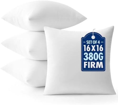 MIULEE 16x16 Throw Pillows Inserts 4 Pack, Decorative Pillows by MIULEE