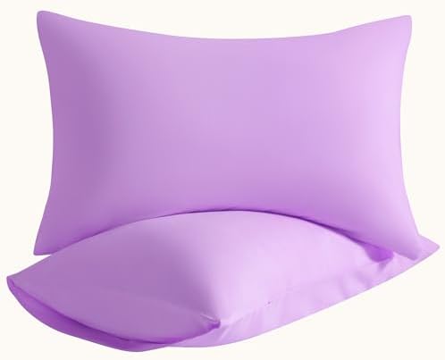 Queen Pillow Cases, 2 Pack, 20x30 in, Microfiber, Light Purple by Aerlomi