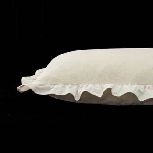 GLORY SEASON Pillow Shams Set of 2 Washed 100% Cotton Retro Ruffle Flounces - Image 3