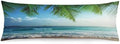 Beach Body Pillow Cover, Sea Ocean Waves Summer Hawaii Tropical Palm Tree Long by DAOPUDA