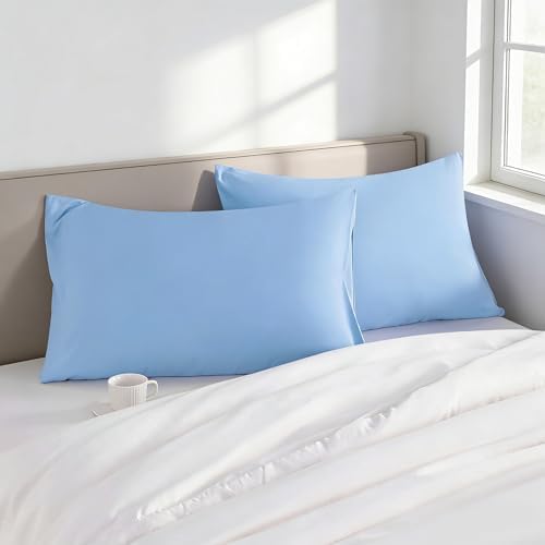 Standard Pillow Cases, 2 Pack, 20x26 in, Microfiber, Sky Blue - Image 2