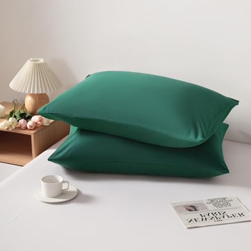 Standard Pillow Cases, 2 Pack, 20x26 in, Microfiber, Dark Green - Image 3