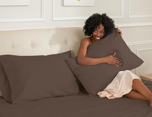 Sunflower Queen Pillowcases Set of 2, 100% Cotton Pillow Cases, Mocha Taupe - Image 3