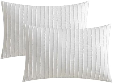 JELLYMONI Bright White Striped Tufted Pillowcases King Size by JELLYMONI