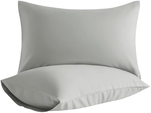 Queen Pillow Cases, 2 Pack, 20x30 in, Microfiber, Light Grey by Aerlomi