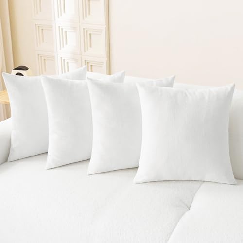 CaliTime Decorative Couch Throw Pillow Covers 18 X 18 Inches True White by CaliTime
