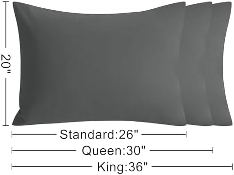 NTBAY Cotton King Pillowcases, Dark Grey - Image 6