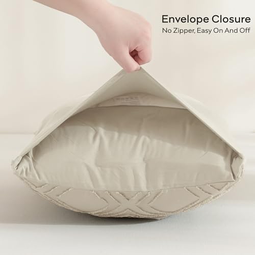 JELLYMONI Light Sand Grid Tufted Pillowcases King Size - Image 2