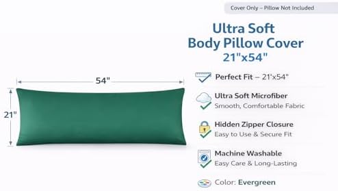EVOLIVE Body Pillow Cover 21"x54", Microfiber, Hidden Zipper - Image 2
