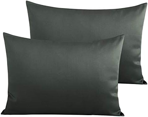 NTBAY Queen Egyptian Cotton Sateen Pillowcases, Charcoal Grey by NTBAY