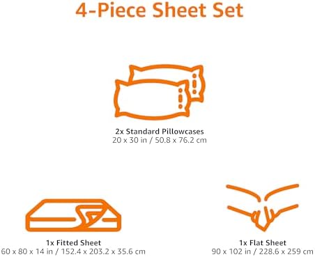 Amazon Basics 100% Cotton Jersey Bed Sheet Set, Breathable - Image 6