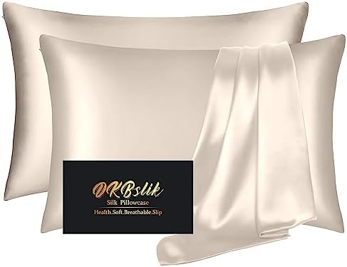 Silk Pillow Cases 2 Pack, Mulberry Silk Pillowcases Standard Set of 2, Anti Acne by HOME