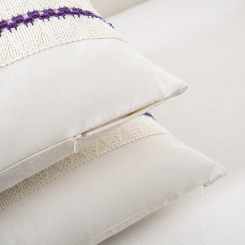 Fancy Homi Set of 2 Boho Purple Decorative Throw Pillow Cover 20x20 Inch - Image 3
